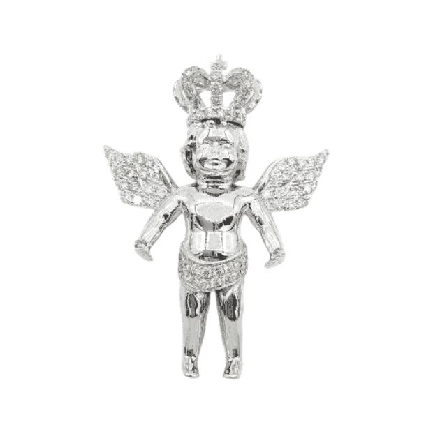 Diamond Baby Angel Pendant 1.75ct 14K White Gold