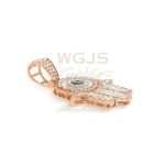 Baguette Hamza Hand Enamel Eye Glow in the dark 2.50 ct. 14k Rose Gold