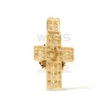 Diamond Cross Pendant with Enamel Jesus 3.30 ct. 10k Yellow Gold