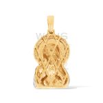 Diamond Enamel Praying Mary Pendant 1.50 ct. 14k Yellow Gold