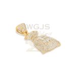 Diamond Moneybag Bitcoin Pendant 1.50 ct. 14k Yellow Gold