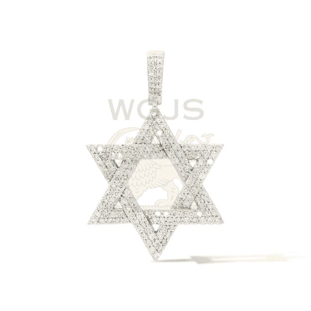 Diamond Star of David Pendant 1.10 ct. 14k White Gold