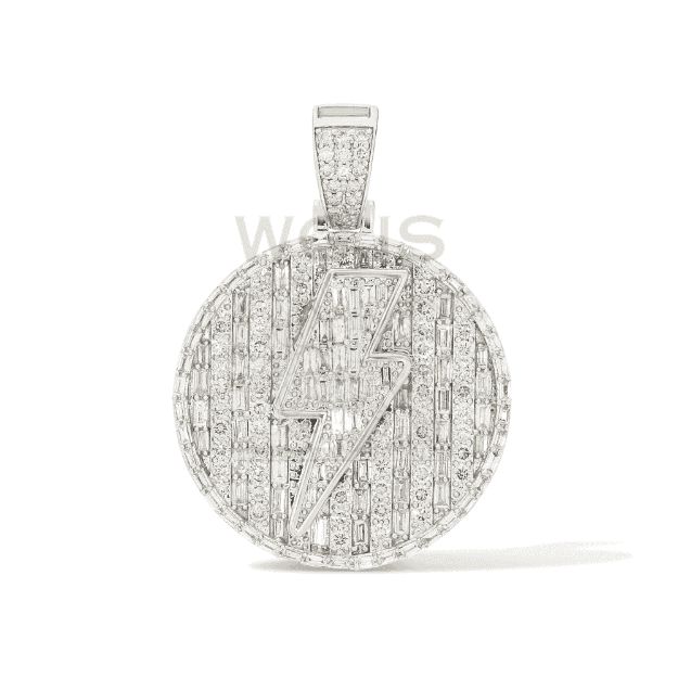 Baguette Diamond Flash Medallion 3.15 ct. 14k White Gold