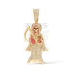 Diamond Enamel Reaper Pendant 1.20 ct. 10k Yellow Gold