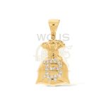 Diamond Small Moneybag Bitcoin Pendant 0.18 ct. 10k Yellow Gold