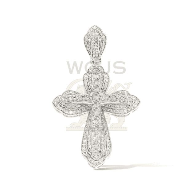 Diamond Cross Pendant 3.50 ct. 14k White Gold