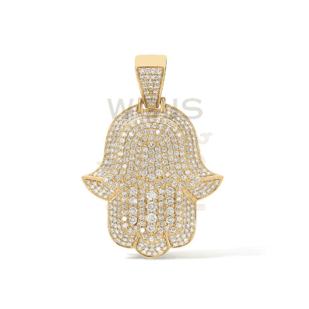 Diamond Hamza Hand Pendant 2.35 ct. 10k Yellow Gold