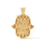 Diamond Hamza Hand Pendant 2.35 ct. 10k Yellow Gold