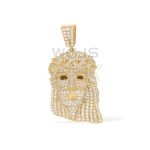 Diamond Jesus Head Pendant 3.60 ct. 14k White Gold