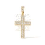 14k Princess Cut Diamond Cross Pendant 1.50 ct. Yellow Gold