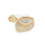 Round and Baguette Diamond Eye Pendant 4.70 ct. 10k Yellow Gold