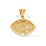 Round and Baguette Diamond Eye Pendant 4.70 ct. 10k Yellow Gold