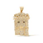 Diamond Jesus Head Pendant 2.90 ct. 14k Yellow Gold