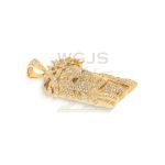 Diamond Jesus Head Pendant 2.90 ct. 14k Yellow Gold