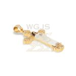 Diamond Cross Pendant Enamel Jesus 0.55 ct. 10k Yellow Gold