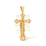 Diamond Cross Pendant Enamel Jesus 0.55 ct. 10k Yellow Gold