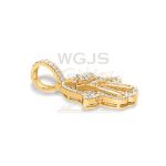 Round and Baguette Diamond Hamza Hand Pendant 1.14 ct. 10k Yellow Gold