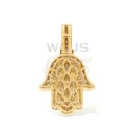 Round and Baguette Diamond Hamza Hand Pendant 1.14 ct. 10k Yellow Gold