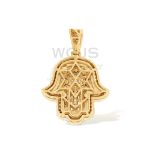 Diamond Hamza Hand Star Of David Pendant 2.18 ct. 10k Yellow Gold