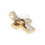 Diamond Cross Pendant with Enamel Jesus 2.60 ct. 10k Yellow Gold