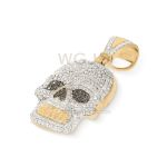 Diamond Skull Pendant -- 1.55 ct.  10k Yellow Gold