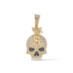 Diamond Skull Pendant  1.24 ct.  10k yellow gold