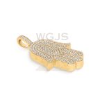 Diamond hamza hand pendant with diamond bail.  2.77 ct. 10k yellow gold