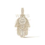 Baguette Diamond Hamza Hand Pendant 1.05 ct. 10k Yellow Gold