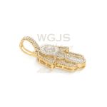 Baguette Diamond Hamza Hand Pendant 1.05 ct. 10k Yellow Gold