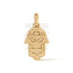 Baguette Diamond Hamza Hand Pendant 1.05 ct. 10k Yellow Gold