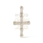 Baguette Diamond Cross with Rose Accents 0.75ct. 14k White Gold