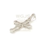 Baguette Diamond Cross with Rose Accents 0.75ct. 14k White Gold