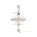 Baguette Diamond Cross with Rose Accents 0.75ct. 14k White Gold