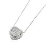 Baguette Diamond Heart Pendant with Gold Chain 0.63ct 14K White Gold