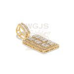 Baguette and Round Diamond Rectangle Pendant 1.82 ct. 14k Yellow Gold