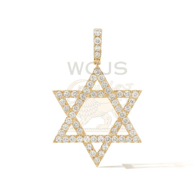 Diamond 6 Point Star Of David Pendant 3.26 ct. 10k Yellow Gold