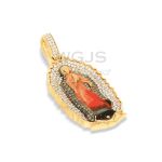 Mother Mary Diamond Pendant with Enamel 1.60 ct. 14k Yellow Gold