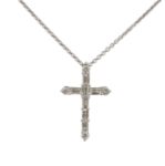 Baguette Diamond Cross with Gold Chain 0.68ct 14K White Gold