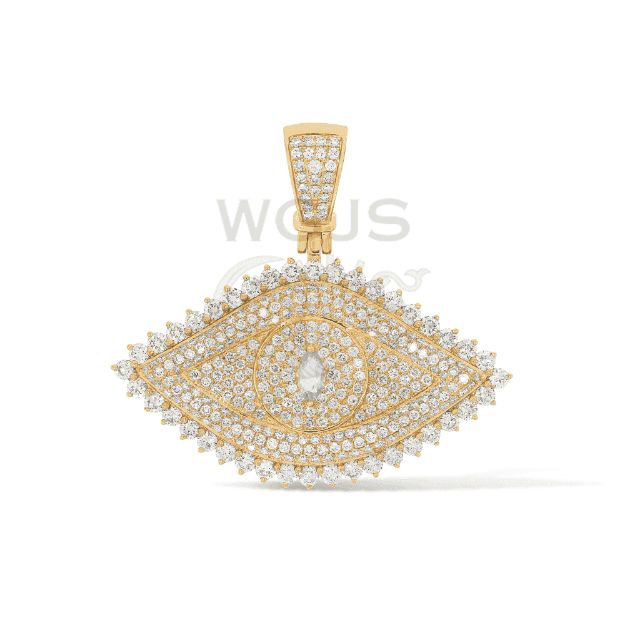 Diamond Eye Pendant Light Blue 4.00 ct. 14k Yellow Gold