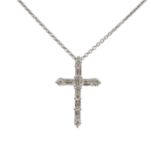 Baguette Diamond Cross with Gold Chain 0.34ct 14K White Gold