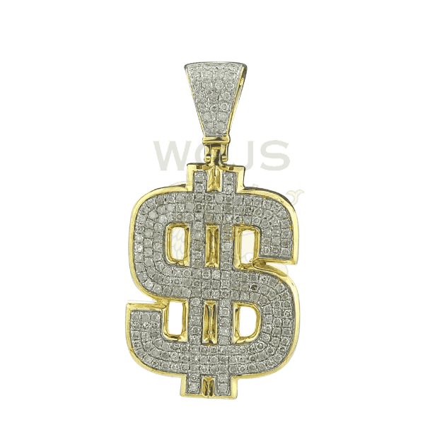 Diamond Dollar Sign Pendant  0.95 ct. 10K Yellow Gold