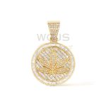 Baguette Diamond Marijuana Leaf Medallion 2.68 ct. 10k Yellow Gold