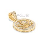 Baguette Diamond Marijuana Leaf Medallion 2.68 ct. 10k Yellow Gold