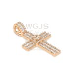 Baguette and Round Diamond Cross Pendant 3.54 ct. 14k Rose Gold