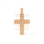 Baguette and Round Diamond Cross Pendant 3.54 ct. 14k Rose Gold