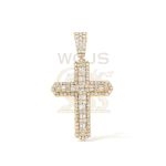 Baguette and Round Diamond Cross Pendant 2.46 ct. 14k Yellow Gold