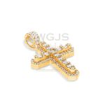 Baguette and Round Diamond Cross Pendant 2.46 ct. 14k Yellow Gold