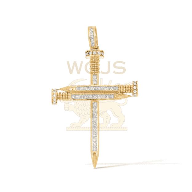 Diamond Stakes Nail Cross 1.13 ct. 14k Yellow Gold