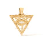 Diamond Triangle Light Blue Eye Pendant 1.30 ct. 10k Yellow Gold