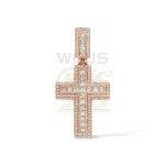 Princess Cut and Round Diamond Cross Pendant 4.05 ct. 14k Rose Gold